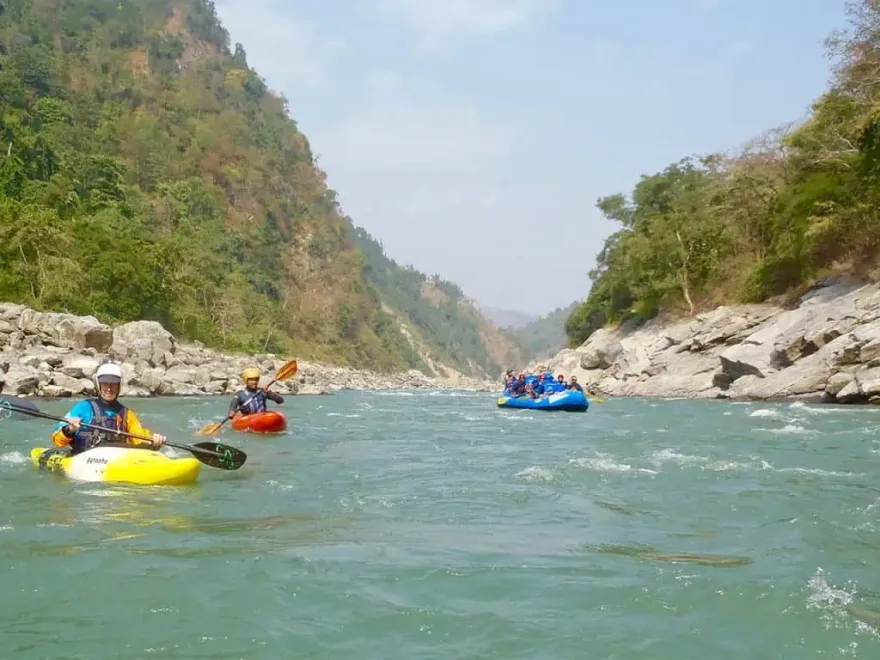 Sunkoshi River Rafting expedition through scenic valleys and exciting whitewater in Nepal’s River of Gold.