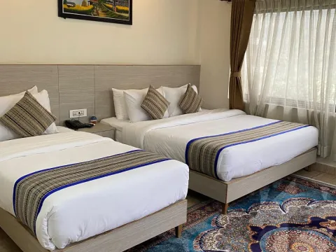Riverside resort accommodation near the Trishuli River in Nepal