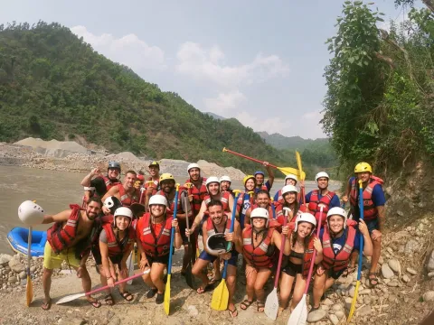 Lower Seti River rafting adventure with riverside landscapes in Nepal