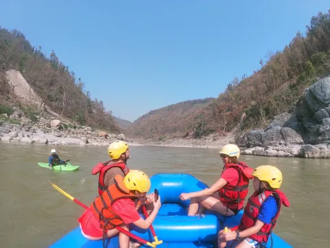 Young rafters sharing an exciting river adventure on Nepal’s Lower Seti