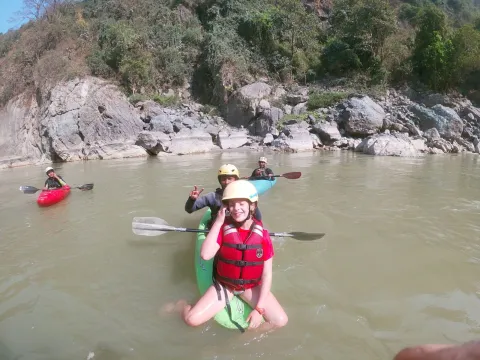 Young rafters sharing an exciting river adventure on Nepal’s Lower Seti