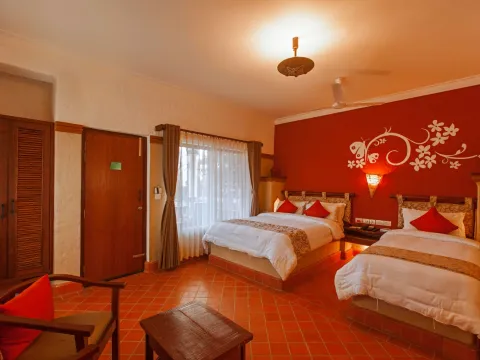 Comfortable hotel accommodation during a Chitwan jungle safari