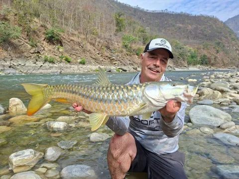 Scenic Babai River landscape during a fishing and rafting expedition