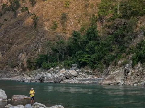 Traditional village landscape near the Budhi Gandaki River