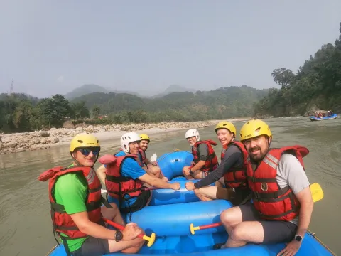 Scenic river valley and terraced hills along the fishing route