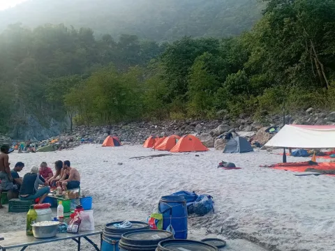 Riverside camping during a Kali Gandaki rafting expedition