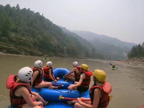 Rafters enjoying whitewater on the Upper Seti River