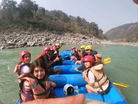 Scenic Upper Seti River surrounded by green hills