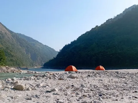 Arun River riverside camping