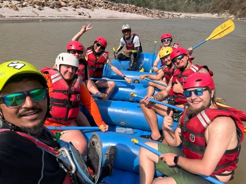Professional rafting team exploring the Karnali River