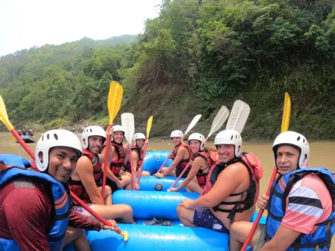 Professional rafting team exploring the Karnali River