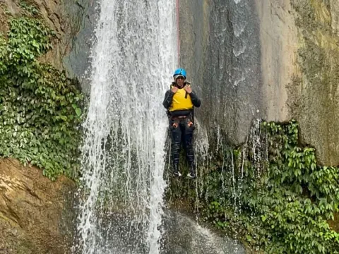 Travelers exploring Jalbire canyon Chitwan