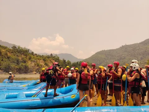 Scenic whitewater rafting adventure on the Trishuli River